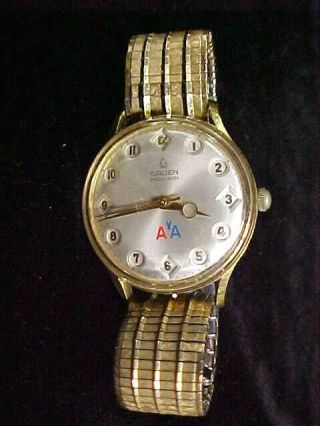 Mens Vintage Gruen Precision Aa American Airlines 10k Gold Filled Watch Runs