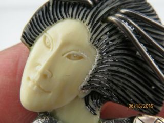 Vintage Zealandia 925 Sterling Silver Geisha Design pendant brooch 6