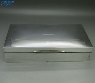 Vintage Good Large Heavy Solid Sterling Silver Cigarette Box,  596g Birm 1945