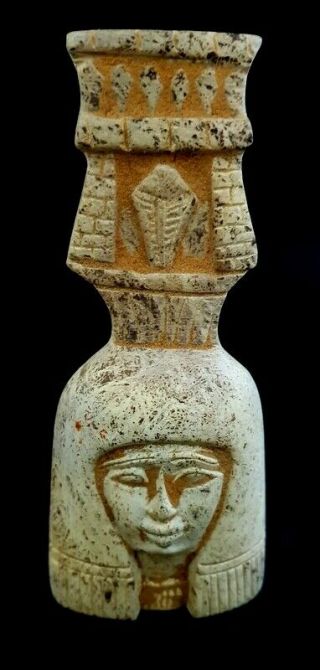 Isis Hathor Egyptian Queen Statue Rare Pharaonic Stone Amulet