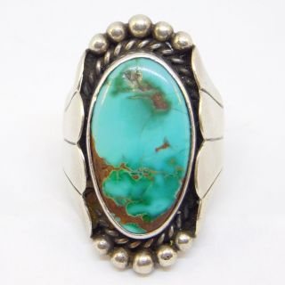 Old Hand Forged Silver Turquoise Ring Stone