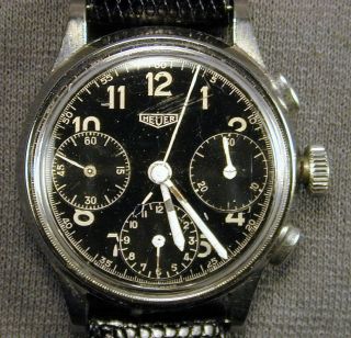 Vintage Heuer Ss Chronograph - Gifted In 1942 - Ship To North America Only