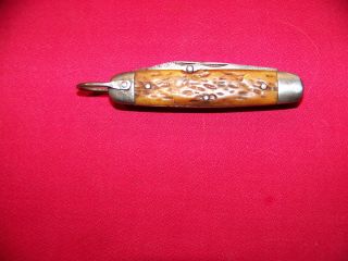Old Wwii Army Utility Style U.  S.  A.  Camillus Bone Pocket Knife.