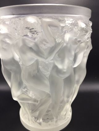 Lalique France Vintage Crystal Glass Bacchantes Large Nude Women Vase 1950s 3