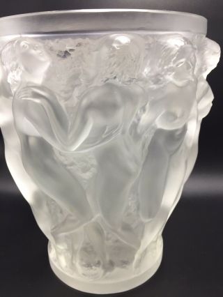 Lalique France Vintage Crystal Glass Bacchantes Large Nude Women Vase 1950s 5