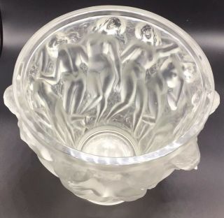 Lalique France Vintage Crystal Glass Bacchantes Large Nude Women Vase 1950s 6