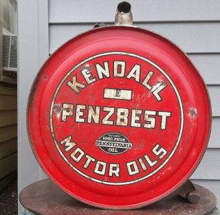 Antique Kendall Motor Oil Penzbest 100 Pure Pennsylvania 5 Gallon Rocker Can