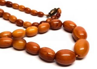 ANTIQUE 100 NATURAL BALTIC AMBER BEAD NECKLACE,  BUTTERSCOTCH,  EGG YOLK,  CHINESE 3