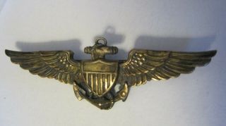 Wwii Navy Aviator Wings Anchor Pin/badge 10k Gold Filled Made By Lgb Pinback