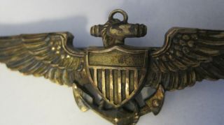 WWII NAVY AVIATOR WINGS ANCHOR PIN/BADGE 10K GOLD FILLED MADE BY LGB PINBACK 2