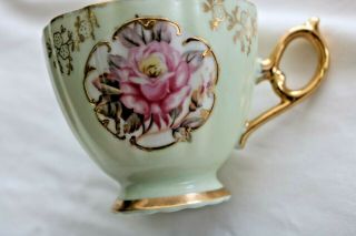 Antique CUP LEFTON CHINA Hand Painted Trimmed 22k G w /Rose Vintage KF 801 C 2