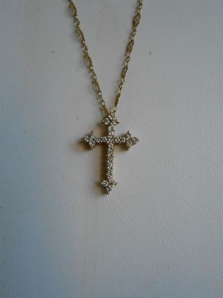 Fantastic Diamond Cross Pendant & Chain 14kt 3/4ctw