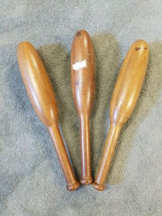 Vintage Wooden Juggling Pins,  Set Of 3