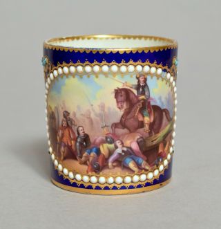 Antique 18thc French Sevres Jewelled French Porcelain Coffee Can Cup