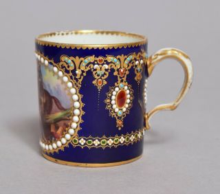 ANTIQUE 18thC FRENCH SEVRES JEWELLED FRENCH PORCELAIN COFFEE CAN CUP 2