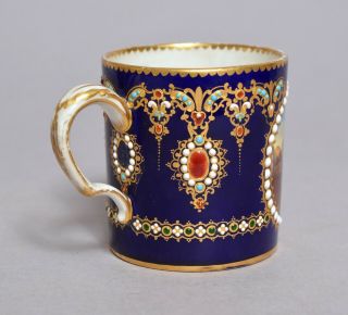 ANTIQUE 18thC FRENCH SEVRES JEWELLED FRENCH PORCELAIN COFFEE CAN CUP 3