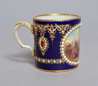 ANTIQUE 18thC FRENCH SEVRES JEWELLED FRENCH PORCELAIN COFFEE CAN CUP 4