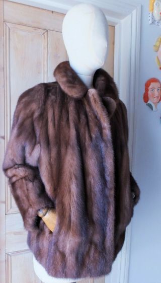 Exquisite Real Fur 26 " Long Demi - Buff " Russian Sable Mink Jacket Uk Size 14 16.