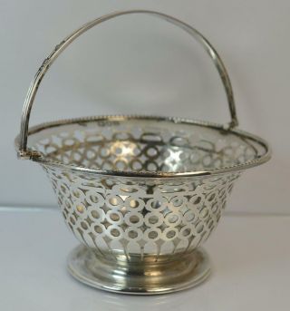 1899 Victorian Hallmarked Silver Pierced Basket Dish With Handle