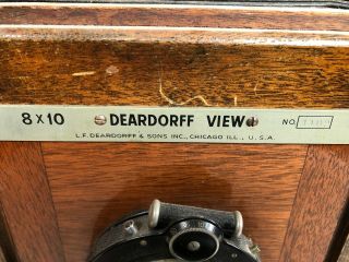Deardorff 8x10 View Camera,  10 film slides,  2 lens,  wood case,  vintage tripod. 3