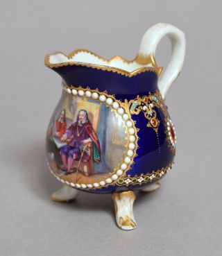 A Wonderful Antique 18thc French Sevres Jewelled French Porcelain Cream Jug