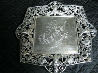 Ornate Antique Victorian Silverplate Cake Tray By James W.  Tufts Boston