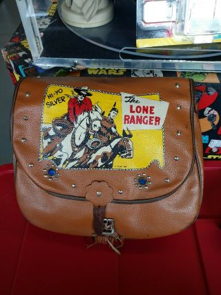 Rare Vintage Lone Ranger Hi - Yo Silver Vinyl Book Bag? Saddle Bag? Knapp - Sac? Toy