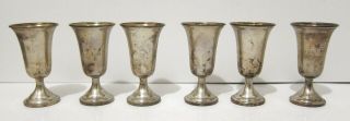 Weighted Sterling Goblets - Antique Set Of 6 - Ns National Silver Co