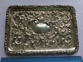 Large Antique Sterling Silver Repousse Dressing Tray Birmingham 1903 280 grams 3