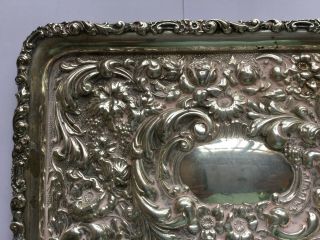 Large Antique Sterling Silver Repousse Dressing Tray Birmingham 1903 280 grams 6