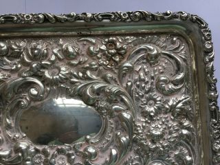 Large Antique Sterling Silver Repousse Dressing Tray Birmingham 1903 280 grams 7
