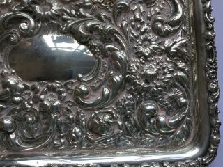 Large Antique Sterling Silver Repousse Dressing Tray Birmingham 1903 280 grams 8