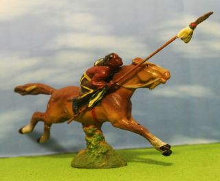 Lineol Germany - Attacking Indian Warrior On Horseback - Vintage Figure Rare