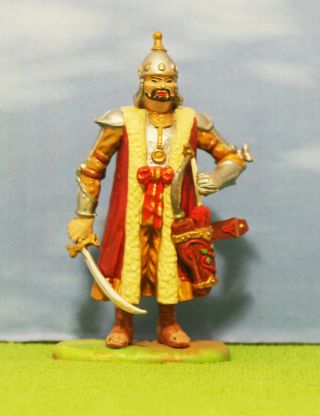 Elastolin Germany - Mongol Warrior Cheif With Sword And Side Bag - Figure Beauty