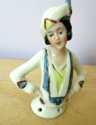 German Porcelain Art Deco Lady Half Doll - Vintage