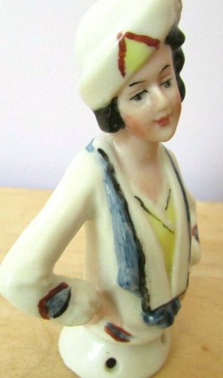 German Porcelain Art Deco Lady Half Doll - Vintage 2