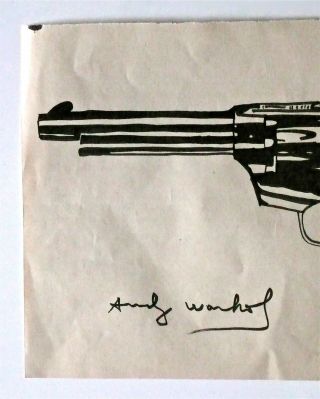 ANDY WARHOL - - A 1970s POP - ART INK DRAWING,  GUN,  RARE,  STUDIO 54,  NYC 2