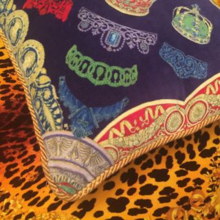 Vtg Gianni Versace pillow Made in Italy crown tiara royalty two sided 7