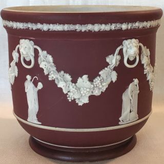 Antique Wedgwood Crimson Dip Jasperware Jardiniere Planter English 19th Century