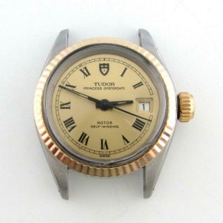 Vintage Rolex Tudor Princess Oysterdate 92413 Two Tone Roman Dial Ladies Watch