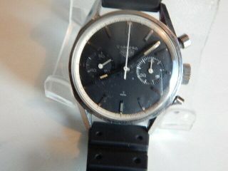 Vintage Men ' s Heuer Carrera Chronograph Black Dial Watch 4