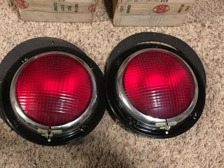 PAIR NOS NIB Vintage RED TAIL Stop KD LAMP 254F Light GLASS LENS AUTO Truck OLD 4