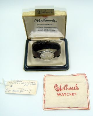 Vintage Swiss Hallmark Automatic Incabloc Men’s Watch W/case,  10 K.  G.  Filled