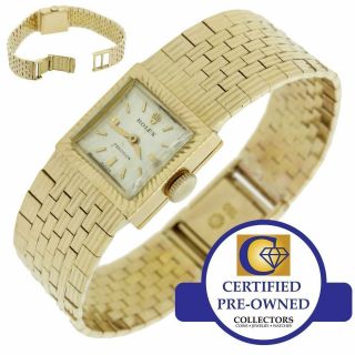 Ladies 1960s Vintage Rolex Precision Solid 18k Yellow Gold Square Watch 2157