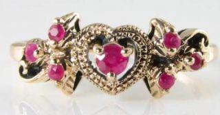 Divine 9k 9ct Gold Ruby Eternity Band Heart Vintage Ins Ring Resize