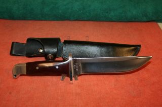 Buck Knife Model 124 - Vintage 1972 With Sheath - Rare Burgundy Micarta Handles