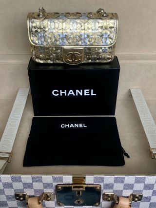 Rare Vintage Chanel Metallic Gold X Silver Limited Runway Flap Bag