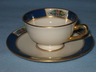 Five (5) Lenox Cobalt Blue And Gold Trimming White Demitasse Cups And Saucers