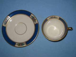 Five (5) LENOX Cobalt Blue and Gold Trimming White Demitasse Cups and Saucers 2