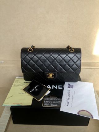 Vintage Nib 1995 Chanel Lambskin Sac Double Flap Timeless Bag Rare Nr